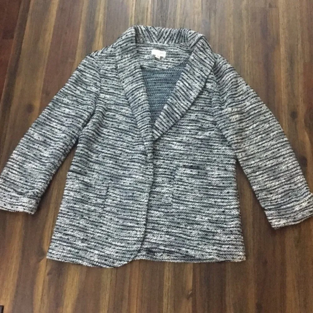 Maison Jules Marled Navy Knit Blazer Jacket Size M - Image 3