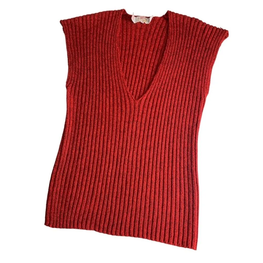 Vintage French Connection Red Wool Blend Sweater Vest Tunic Small - Image 7