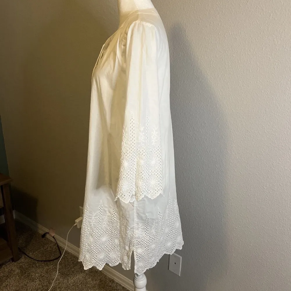 JCrew Factory White Eyelet Lace Swim Cover Up With Tassel Size Medium - Image 5