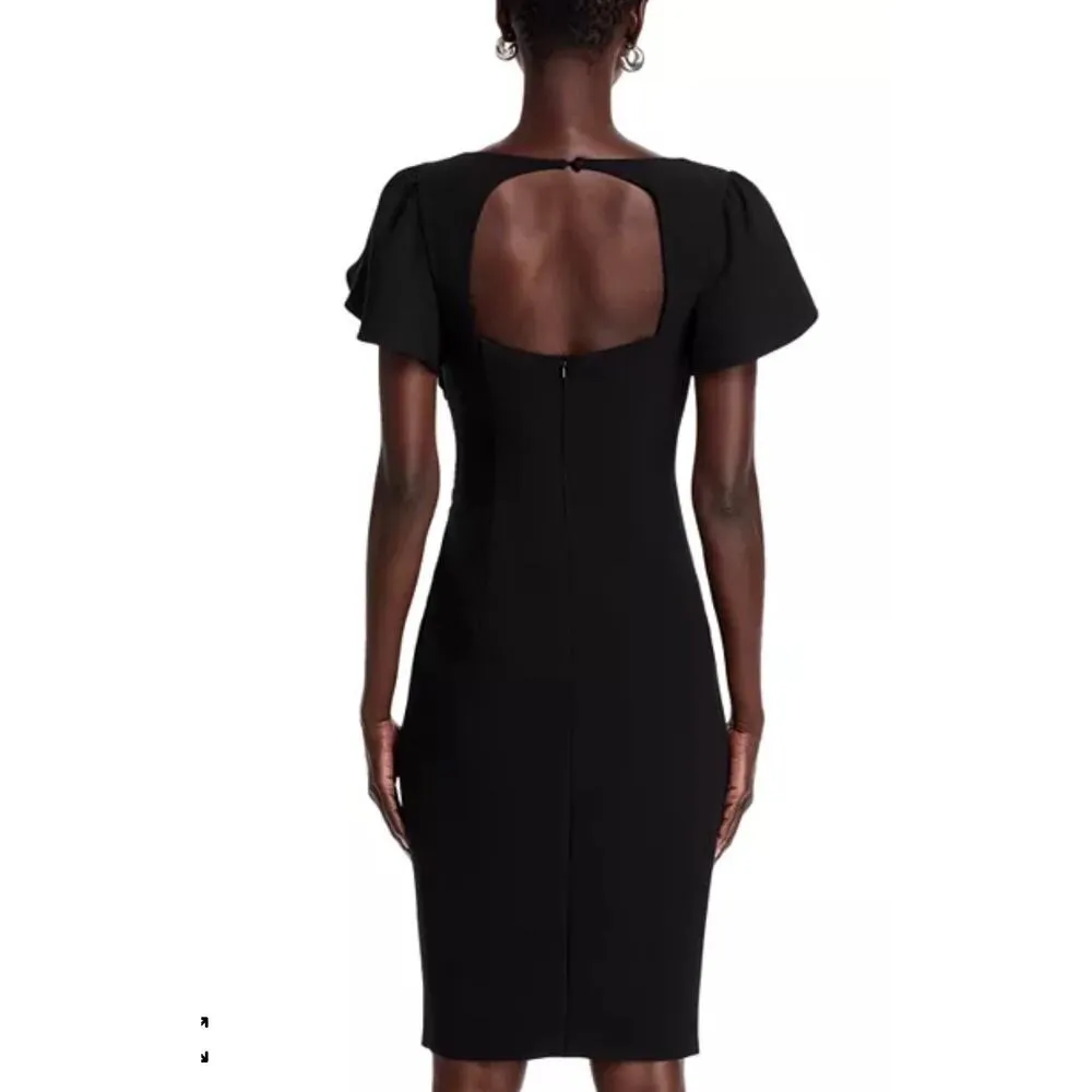 Black Halo Draped Sheath black Dress (New) $390.00 retail price size 8 - Image 2