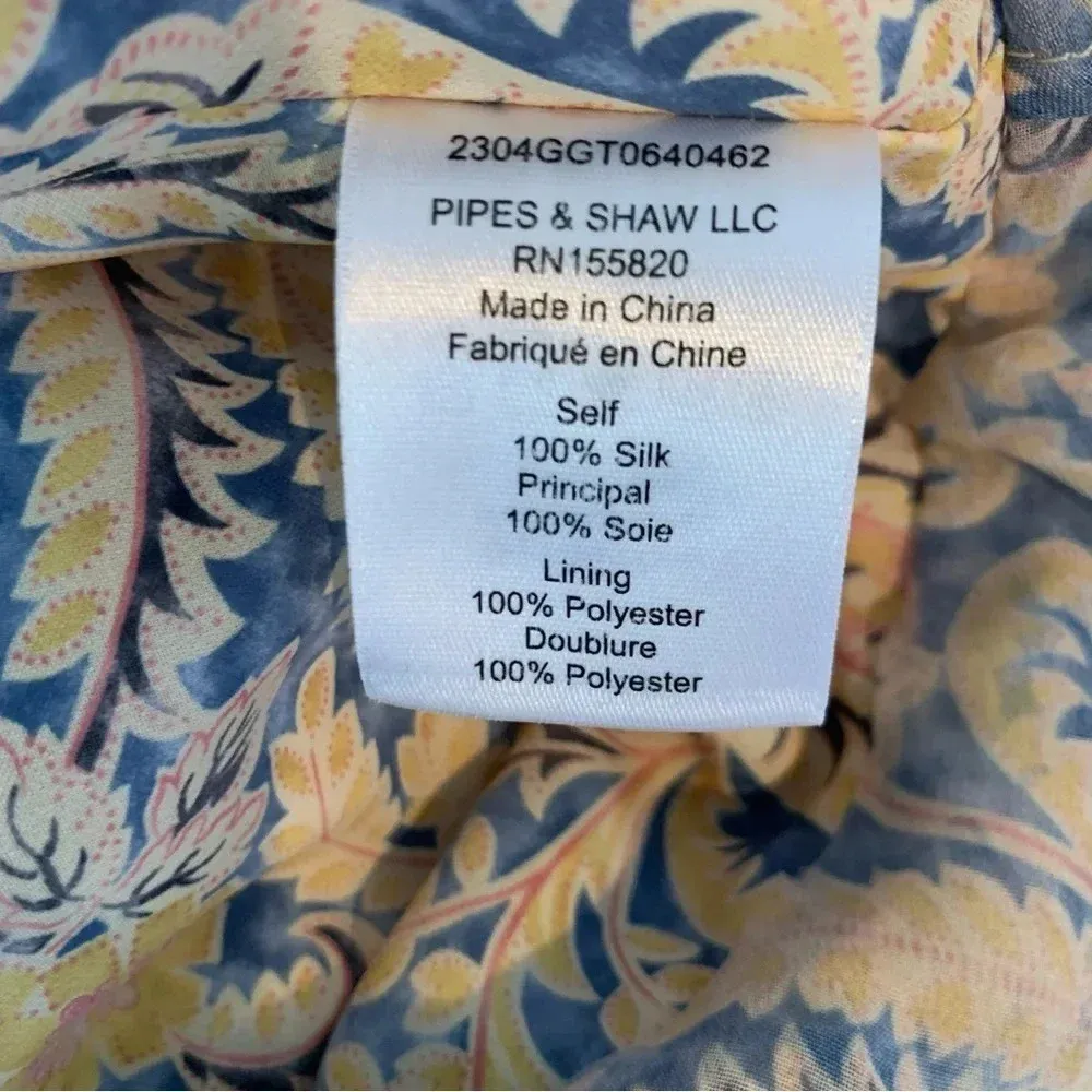 NWT Veronica Beard Silk Arienne Gathered Halterneck Top Yellow and Blue Size 14 - Image 10