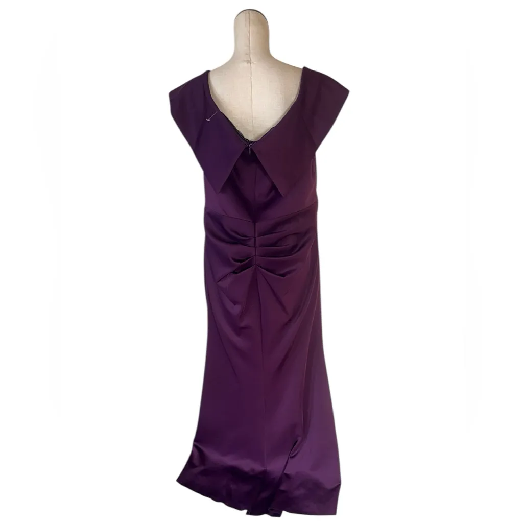 NWOT $278 XSCAPE EVENING Off the Shoulder Ruffle Scuba Crepe Gown In Wine 20W - Image 11