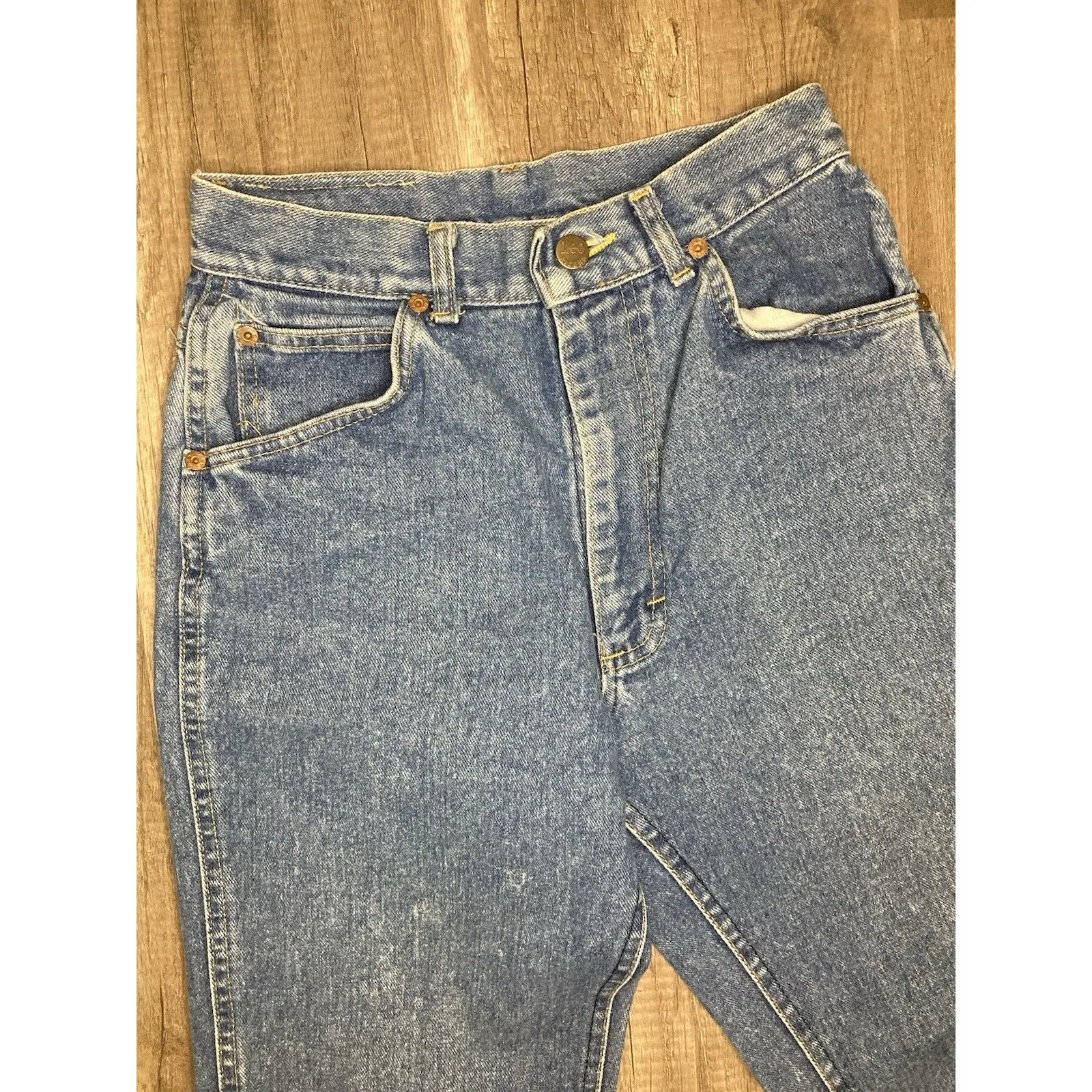 Y2K Vtg Lee Riders Womens 9 High Rise Mom Straight Jeans Blue Denim 26x30 USA - Image 5