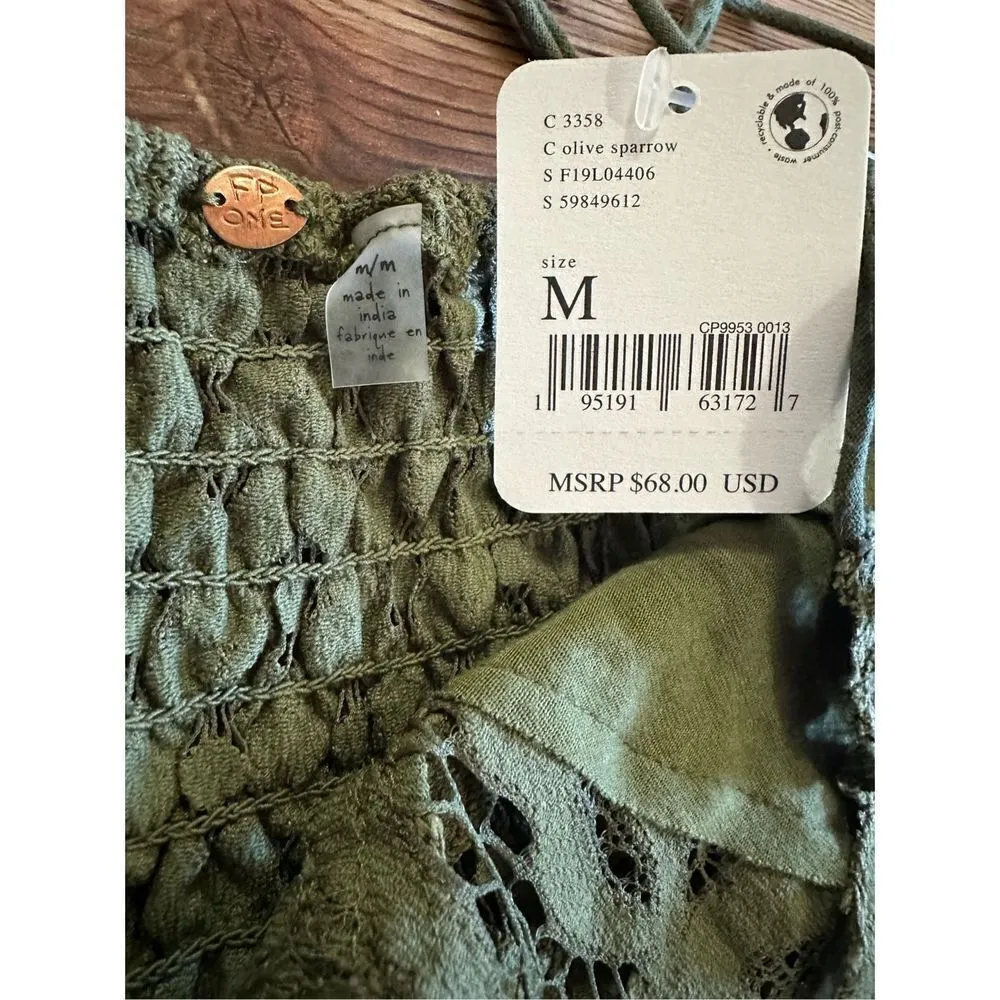 NWT Free People Adella Cami Green Olive Sparrow sz Med - Image 7