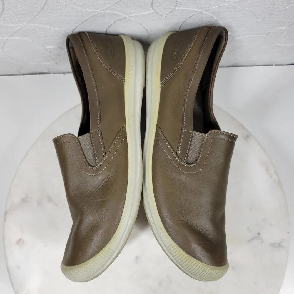 Keen Lorelai Shoes Womens 9.5 Khaki Brown Leather Slip On Flats Luftcell - Image 8