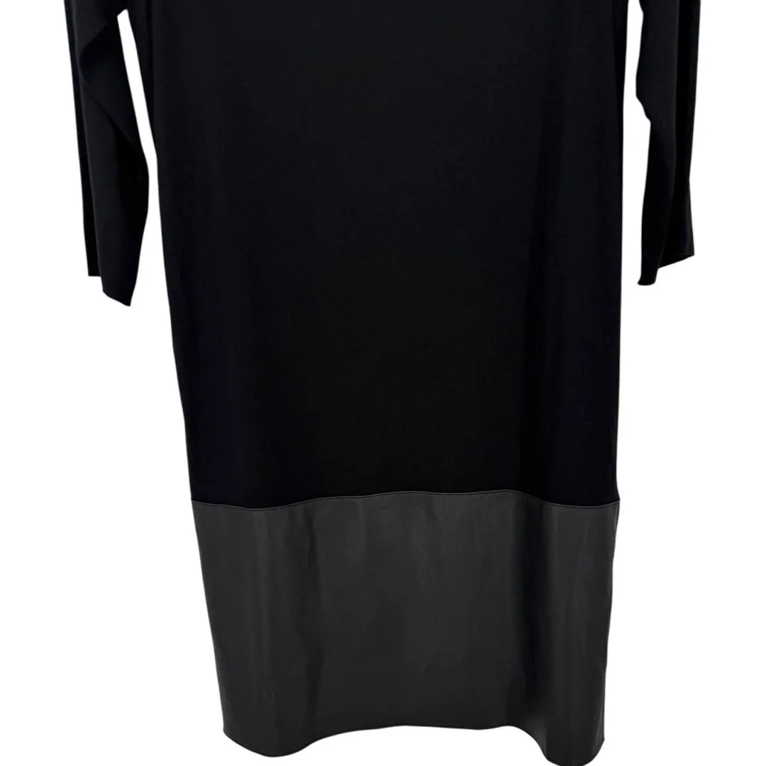 Ali & Jay 3/4 Sleeve Faux Leather Bottom‎ Made in USA Shift Dress Black Sz Large - Image 8