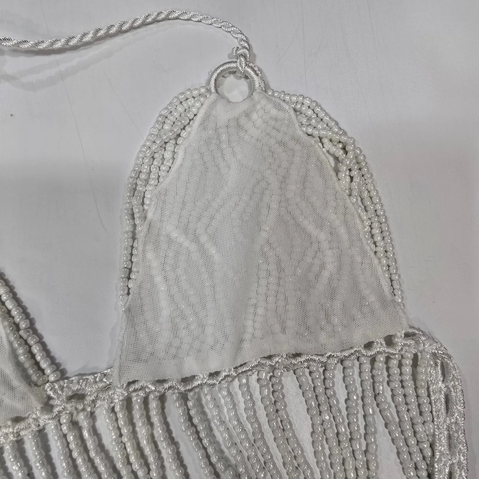 My Beachy Side X Revolve Beaded Crop Top in Ivory Medium White - Image 11