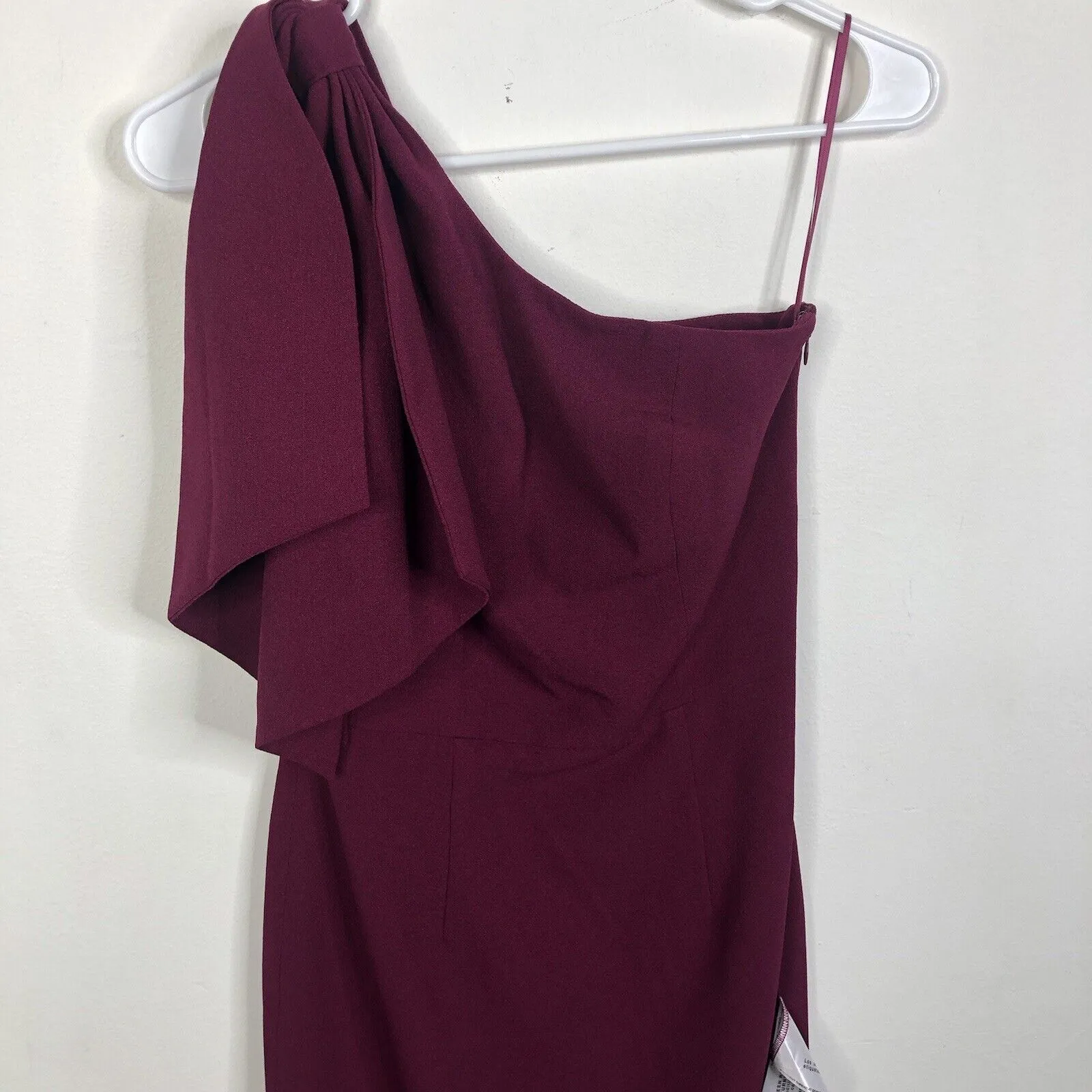 NEW Dress the Population Size XS Tiffany One-Shoulder Midi Dress Dark Magenta - Image 5