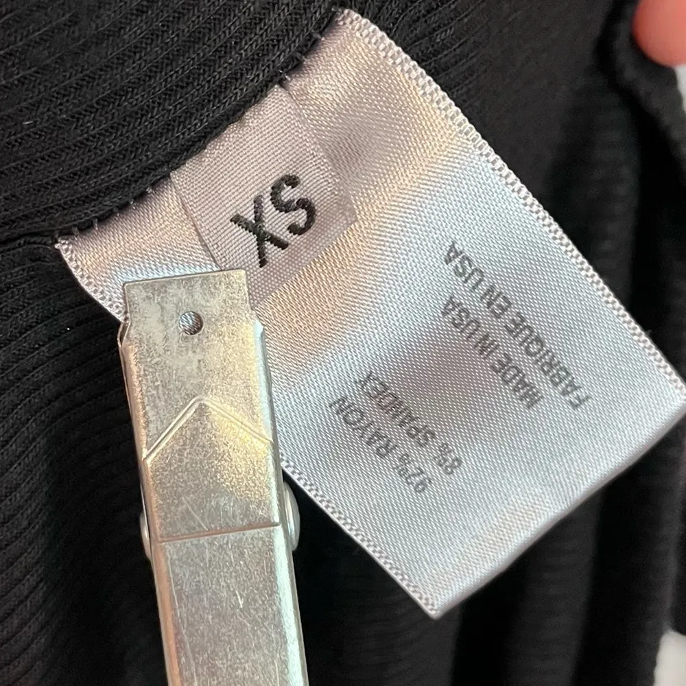 NWT Pam & Gela Black Split Neck Ribbed Jersey Dress Size P(XS) - RD7017 - Image 14