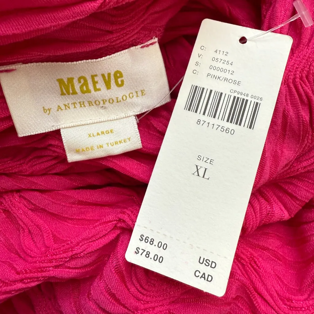 Maeve Anthropologie Long Sleeve Mock Neck Textured Top Women's XL Coral Pink NWT - Image 12