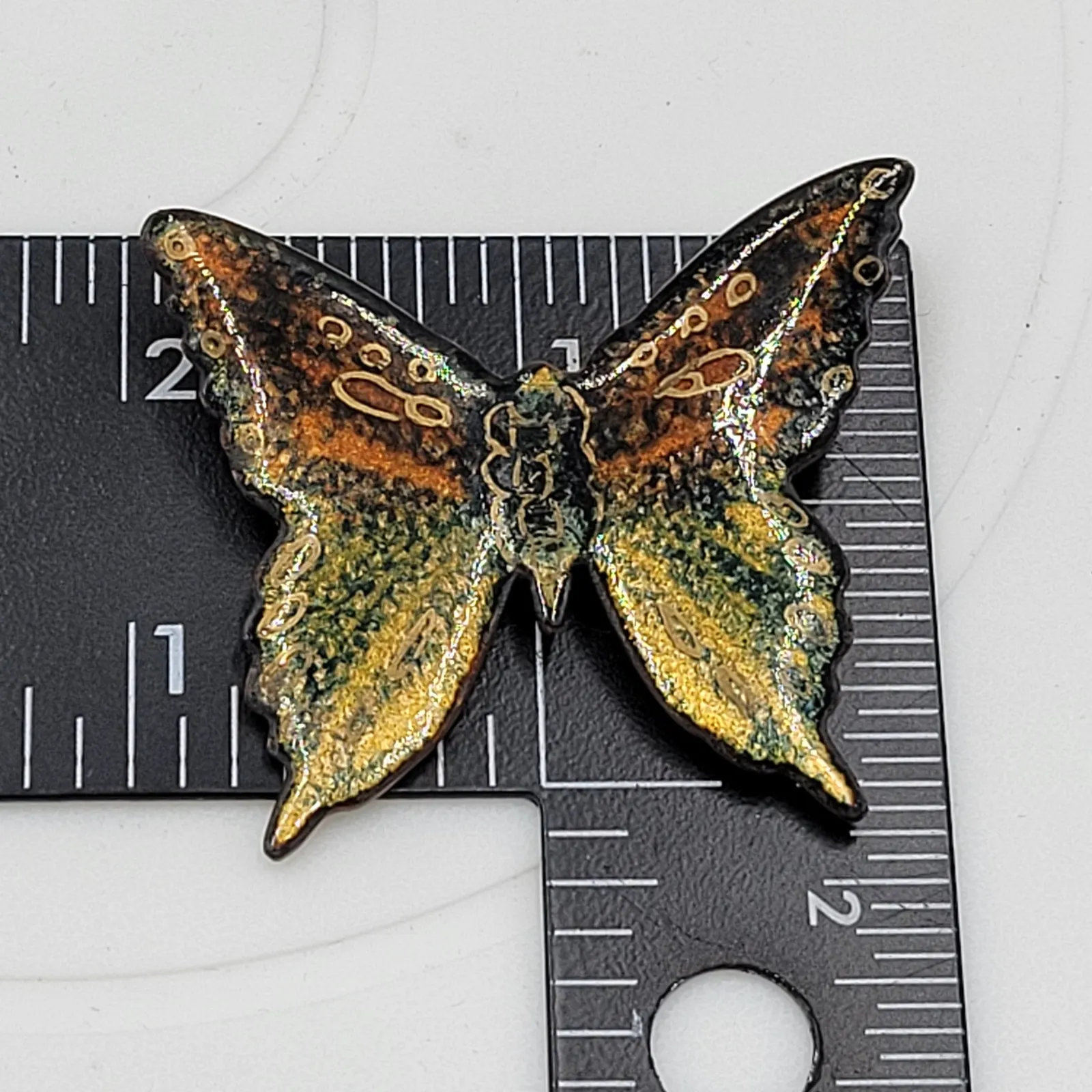 Butterfly Brooch Pin 2"‎ Signed Glossy Enamel Insect Pin Brooch Accessories Green - Image 3