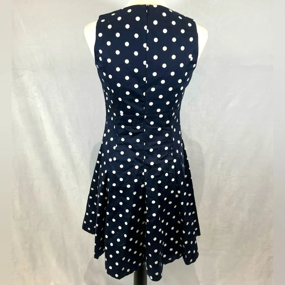 navy blue and white polka dot cotton dress size 2 - Image 3