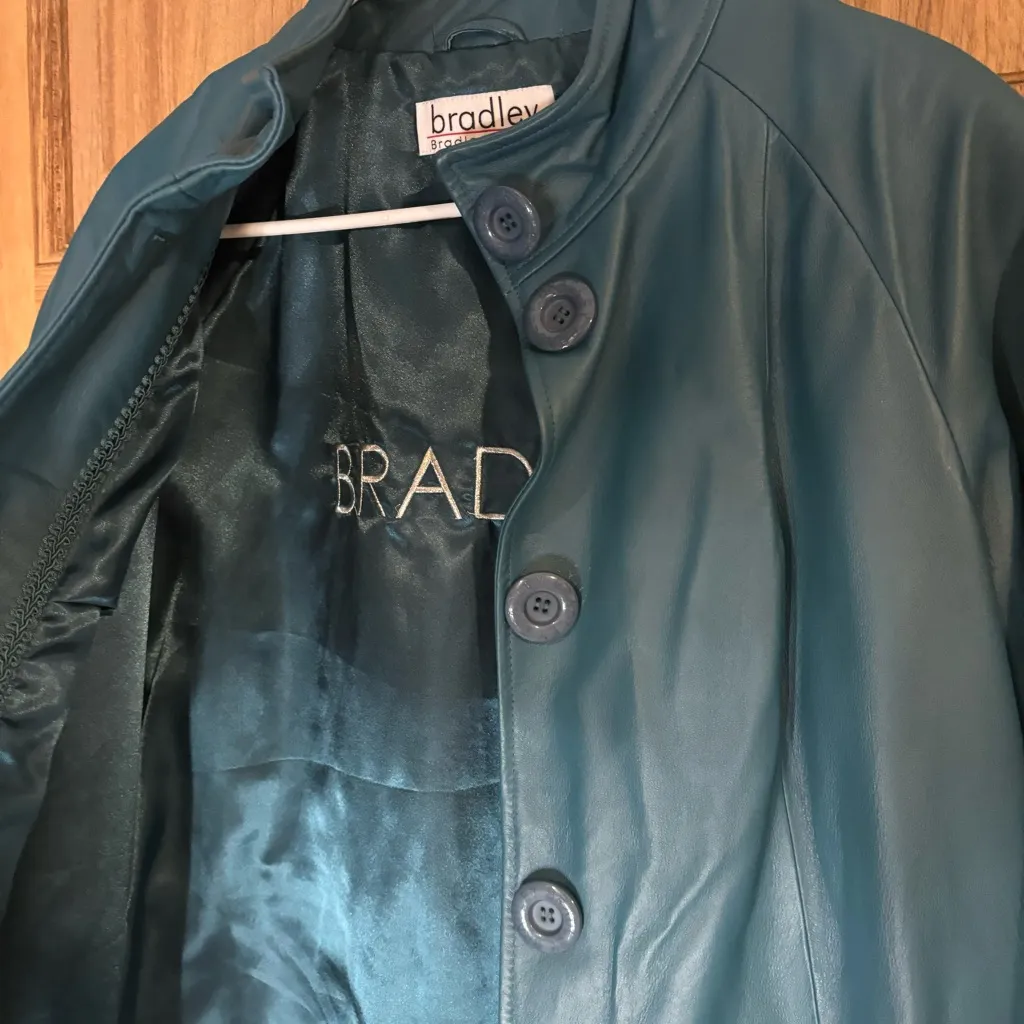Vintage Bradley Bayou boho Blue Leather Jacket Size‎ M Size M - Image 3