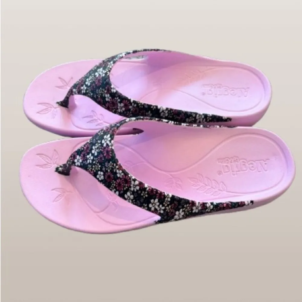 Alegria Violette Pink Floral Thong Sandals Flip Flops 38 EU Comfort Arch Support - Image 4