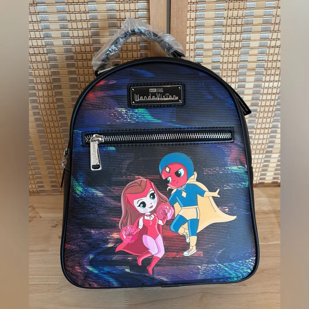 NWT Loungefly Disney Marvel Studios WandaVision Chibi Static scene backpack bag - Image 3