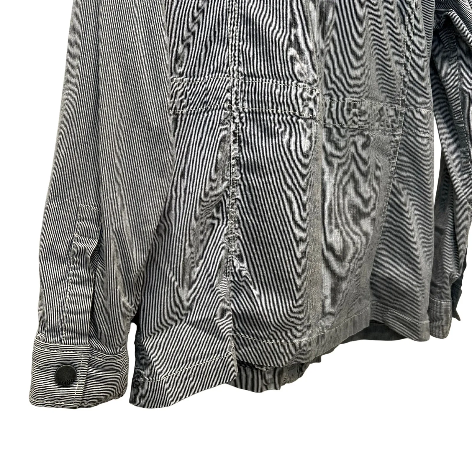 Gap Seersucker Jacket Blue White Size Medium Hooded - Image 9