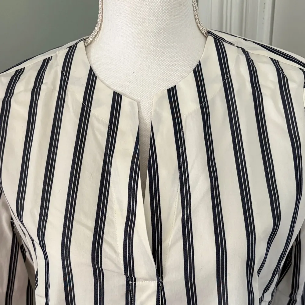 Lands’ End No Iron Supima Cotton Striped Long Sleeve Women's Top Blouse size XS - Image 2