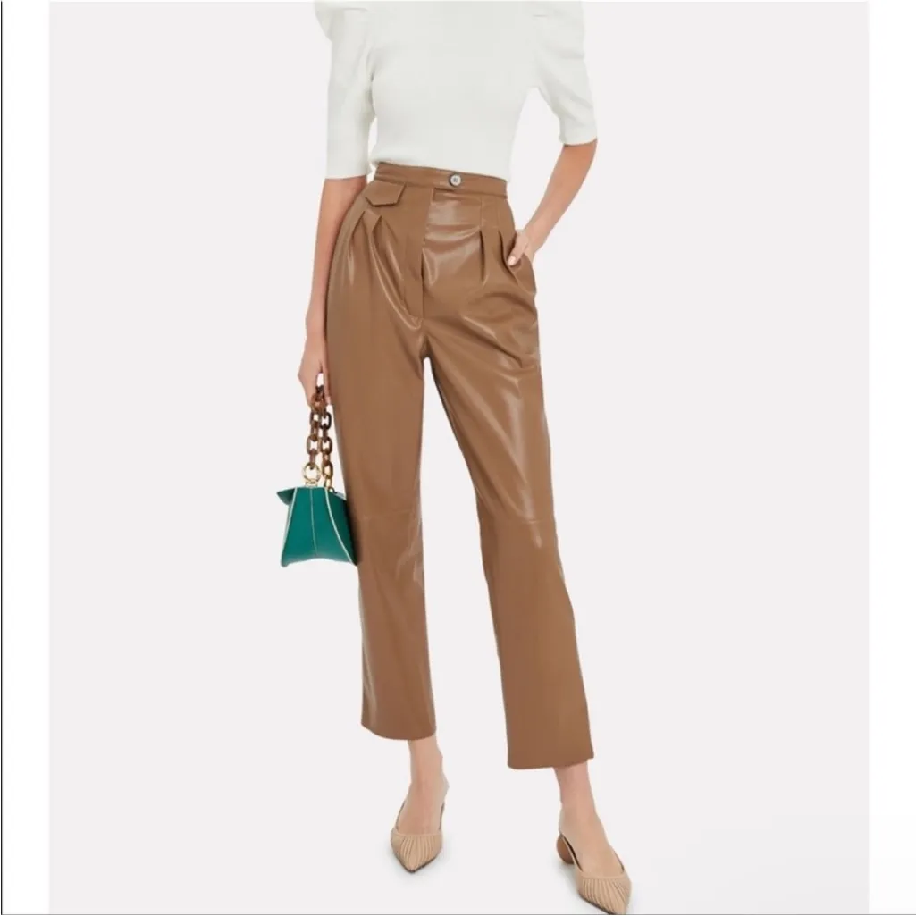 Nanushka tan vegan leather pants medium - Image 4