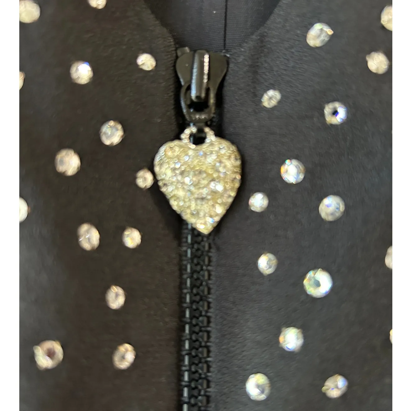 Vintage CrisCione New York Black Blazer‎ Rhinestone Detail Boxy Zip Up Medium - Image 7