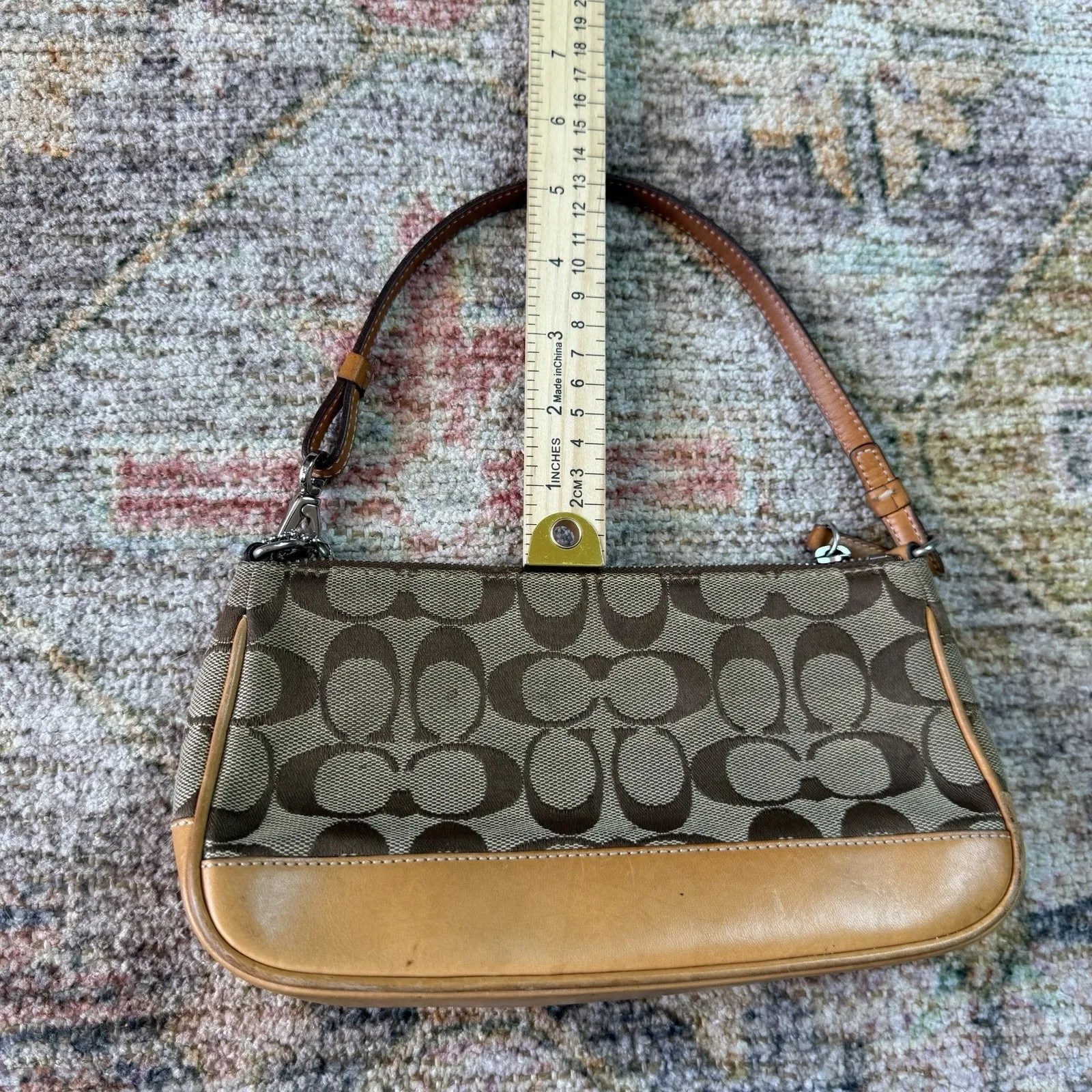 Vintage Y2K Coach Signature Demi Mini Pouch Handbag Tan Canvas Leather 6094‎ - Image 7