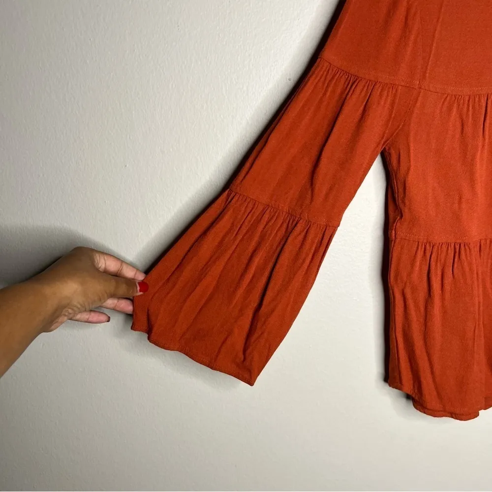 Madewell‎ Cottagecore Button Back Tiered Flare Boho Swing Top - Image 3