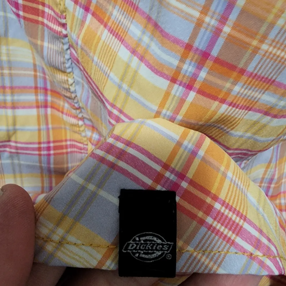 Dickies orange plaid vented woven performance button down size large - Image 5