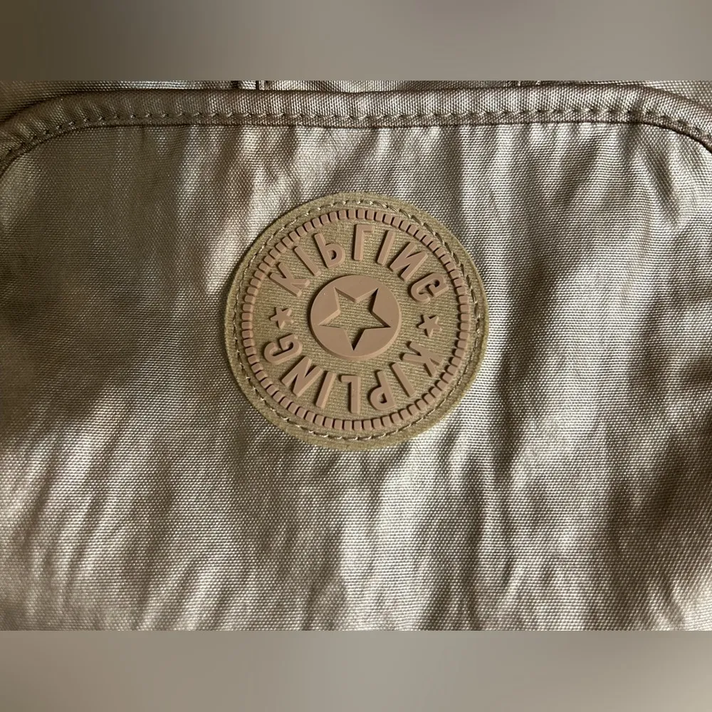 Kipling Backpack Purse Bag Drawstring With Monkey Key Chain Shiny Gold Color - Image 2