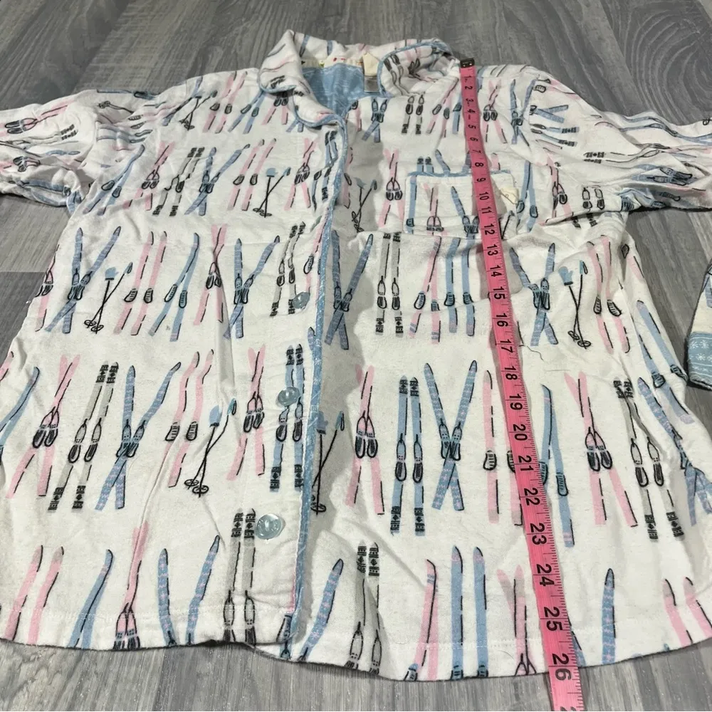Munki Munki Ski Print Button-Up Long Sleeve Fleece Pajama Top; Large Women’s - Image 3