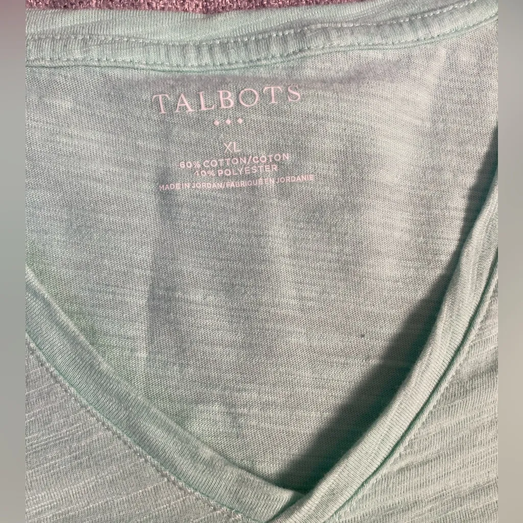 Talbots XL Mint Green V-neck Cotton Tee With A Nice Stretch. - Image 3