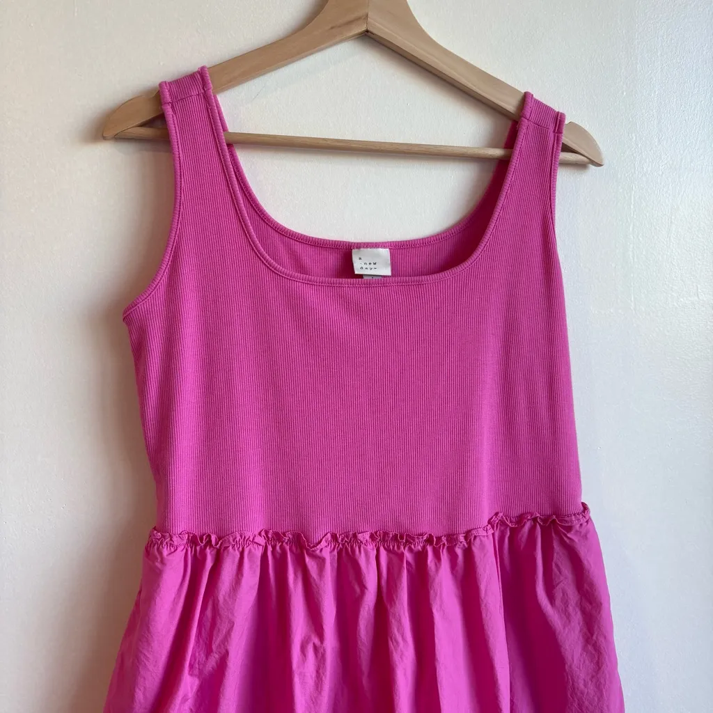 A New Day NWOT Ribbed Tank Top Midi Dress Size Large Pink - Image 2