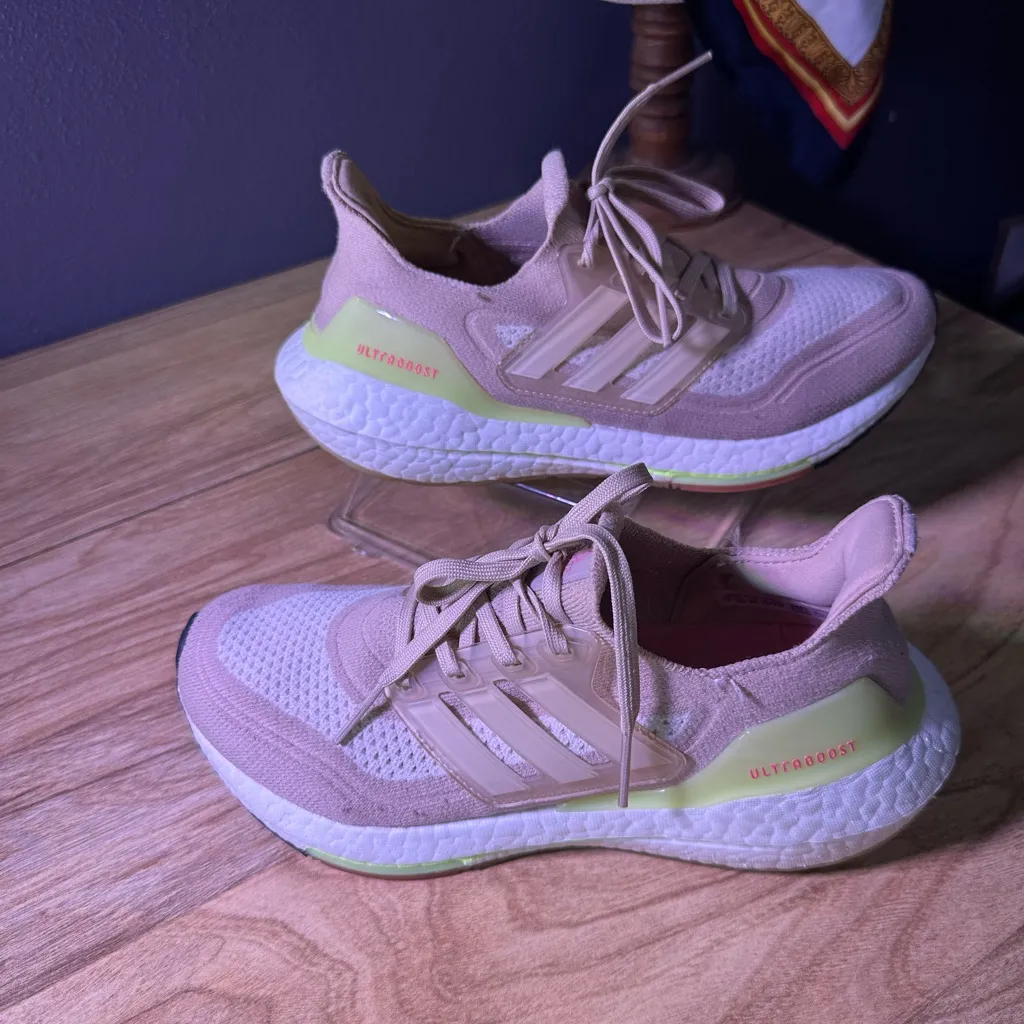 Adidas  Women's Beige and Neon Sneakers - Image 10