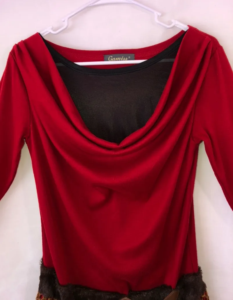 Gamiss Layered Blouse Red Size M - Image 3