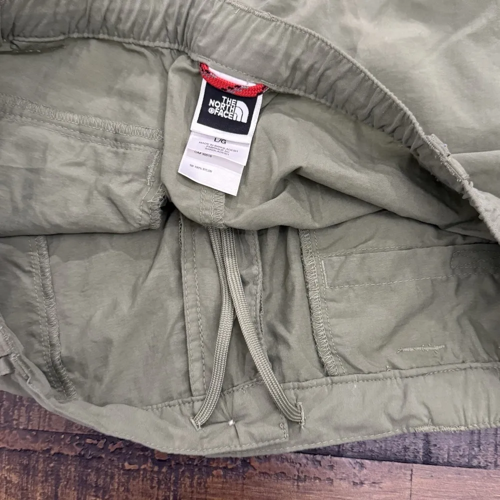 North Face Womens Aphrodite Shorts Size LARGE army Green Performance Stretch EUC - Image 5