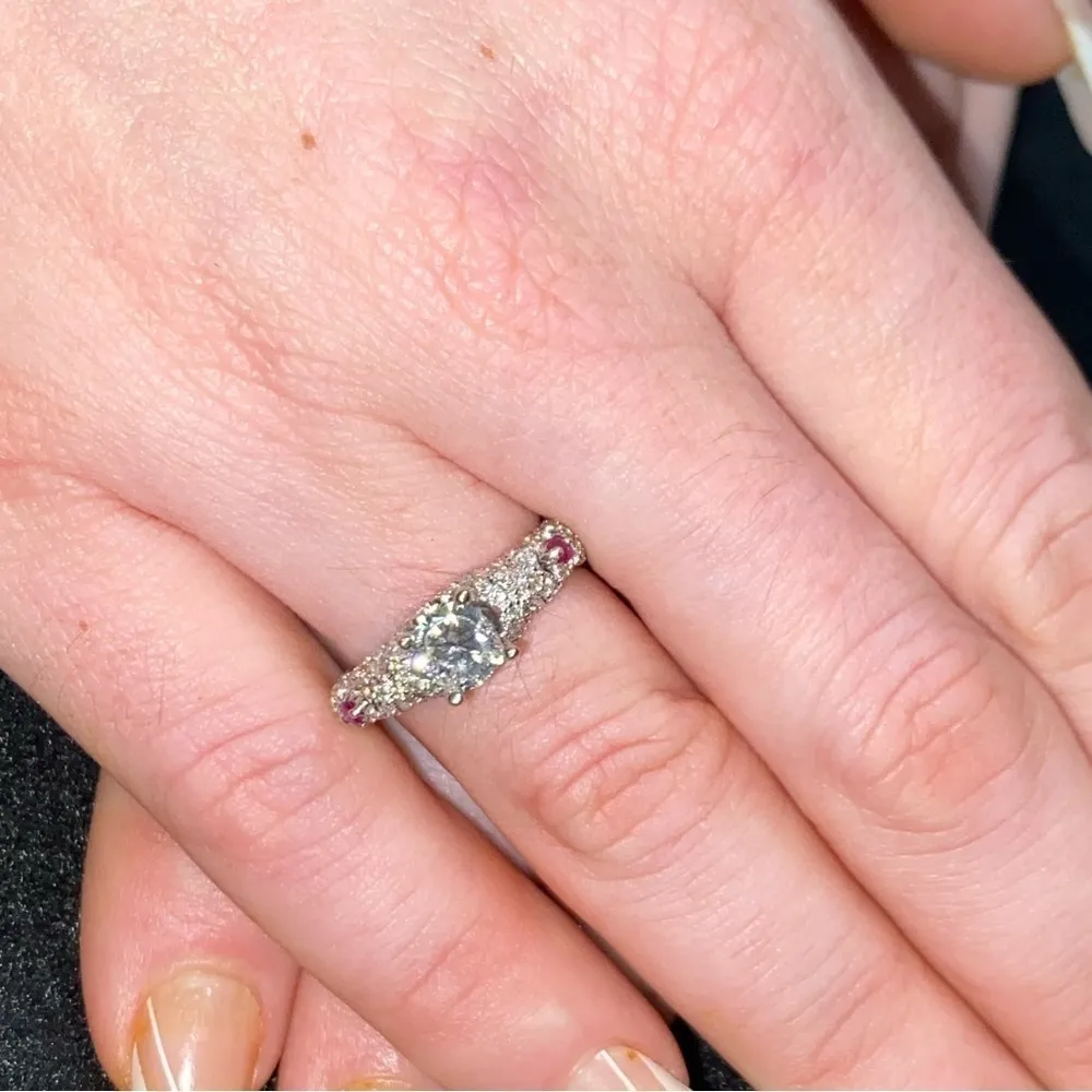 14k Gold Cushion Diamond Engagement Ring Silver - Image 5