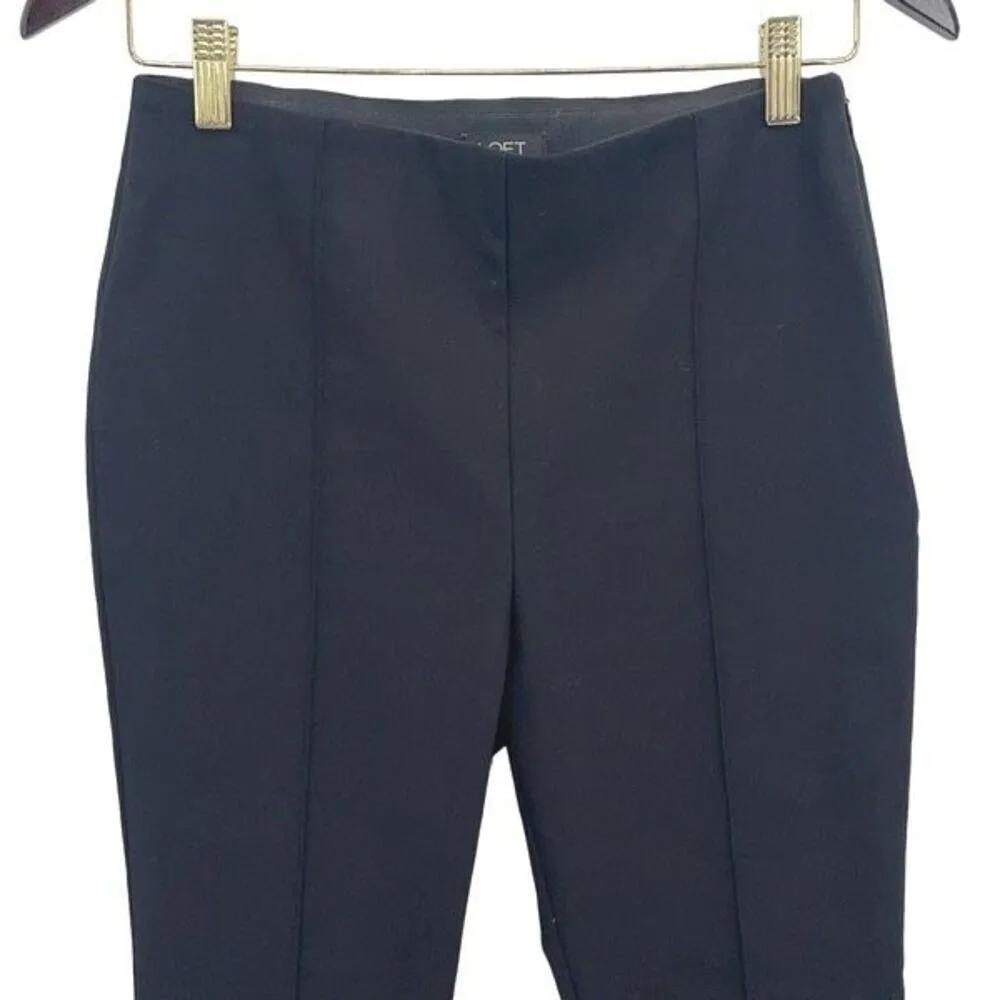 LOFT Womens Side Zip High Waist Seam Detail Ankle Trouser Pants‎ Black Size 6P - Image 2