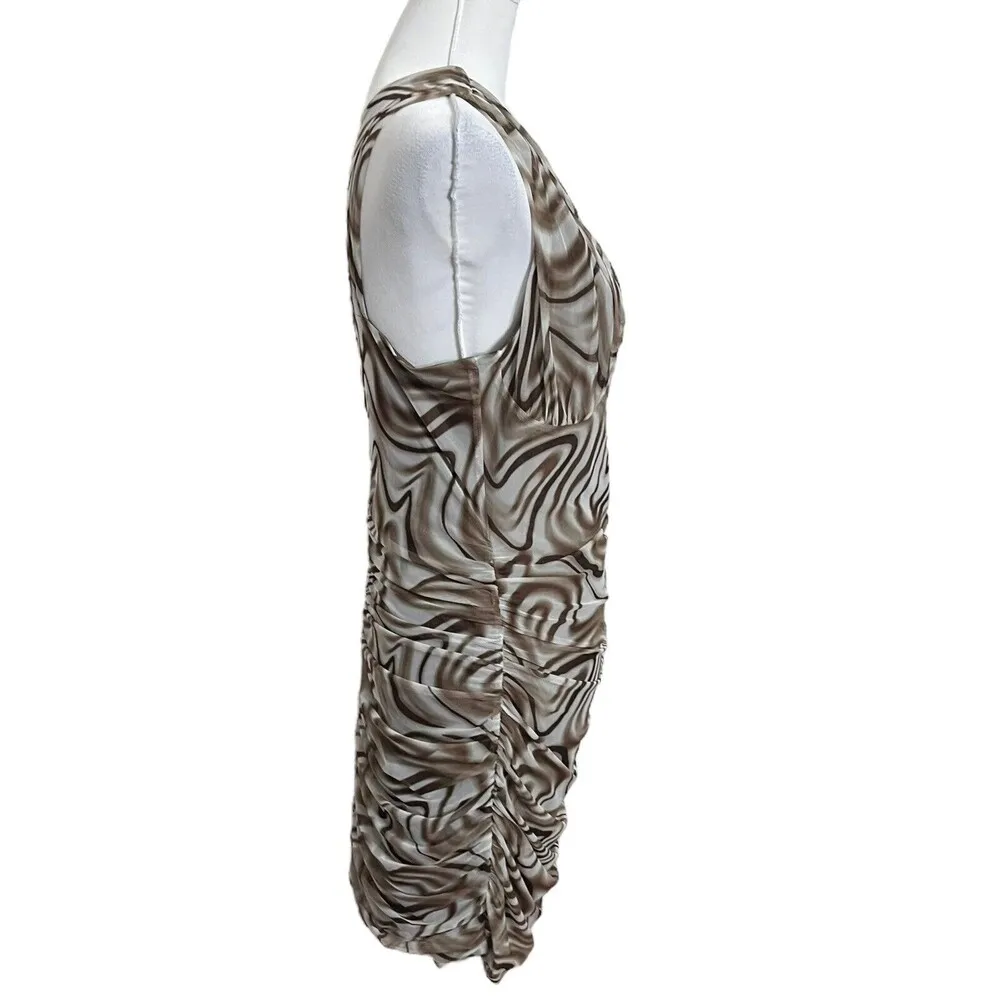 Superdown Kasey Mesh Mini Dress in Brown Cut Out One Shoulder Womens Size XL - Image 6