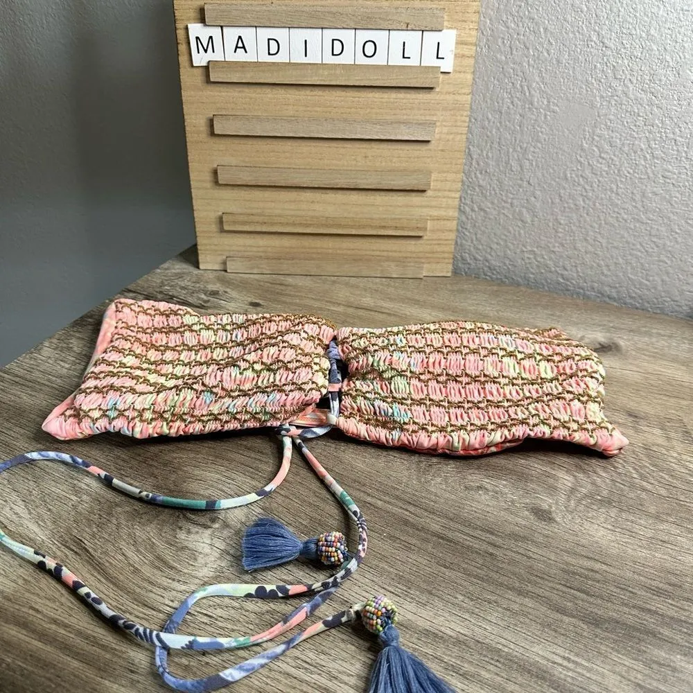 Maaji Women’s Extra Large Bandeau Tassel Patterned Swim Top Size 9 - Image 4