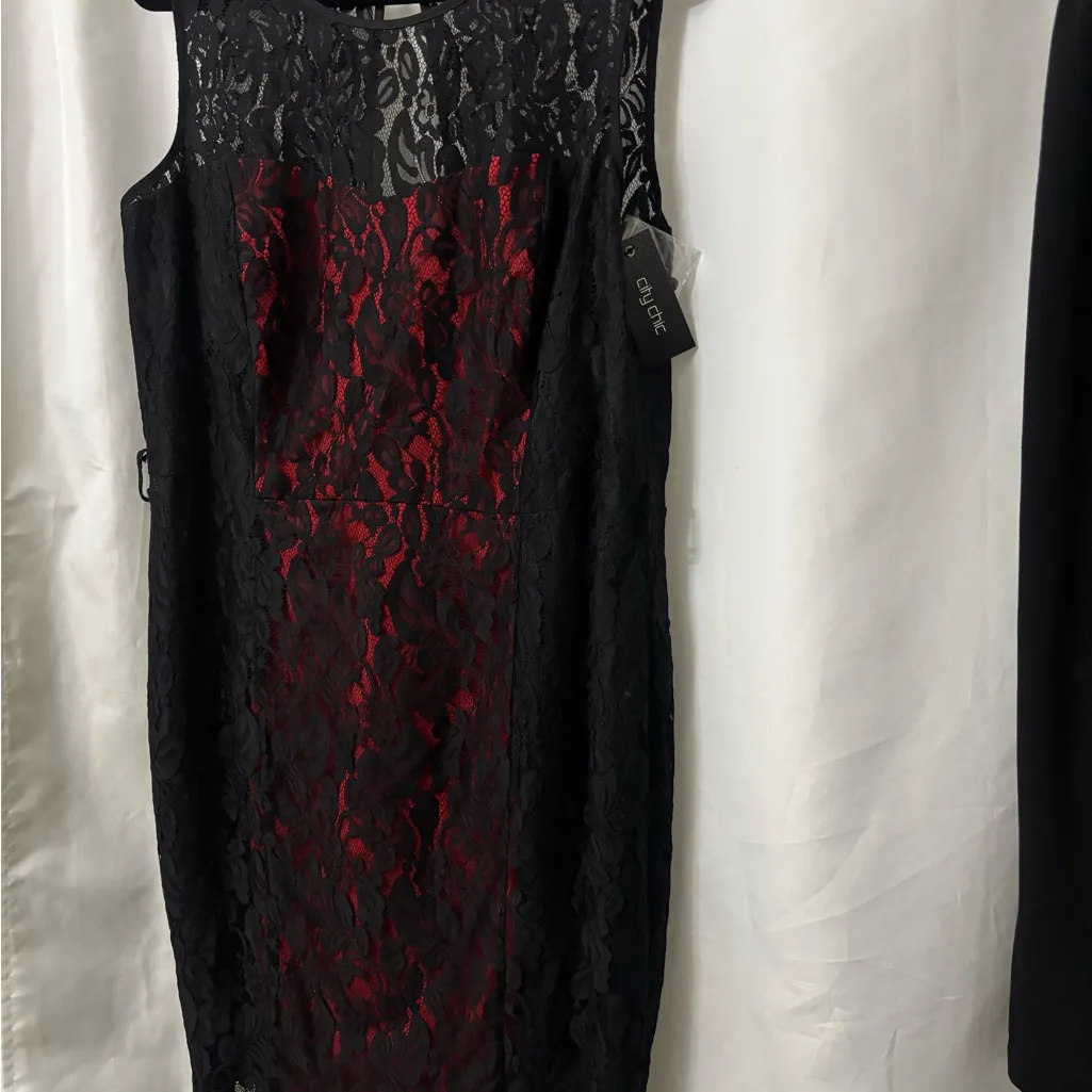 City Chic Strapless Black and Red Dress - Image 11