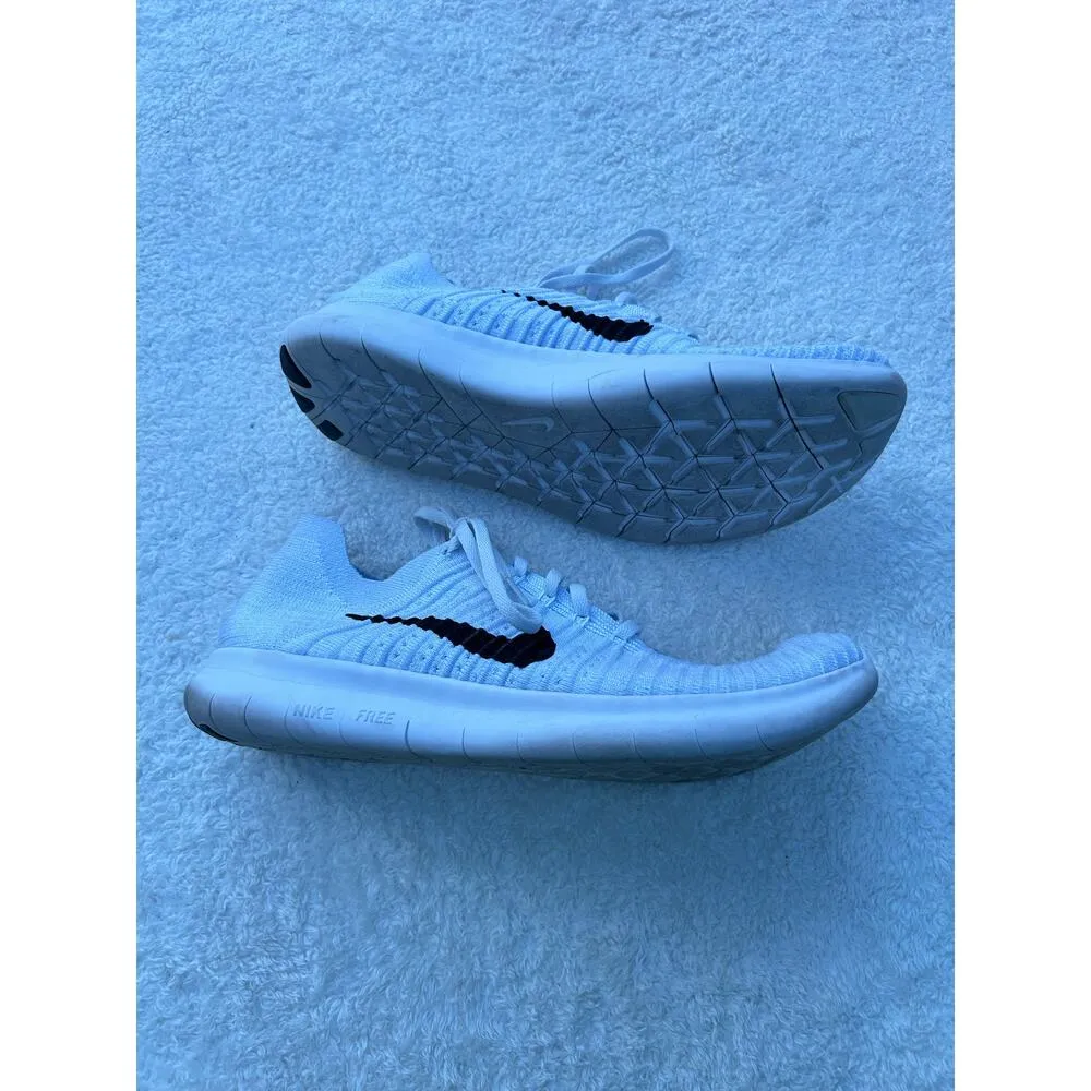 Nike Women’s Free RN Flyknit Sz 10 In White/Black-Pure Platinum - Image 3