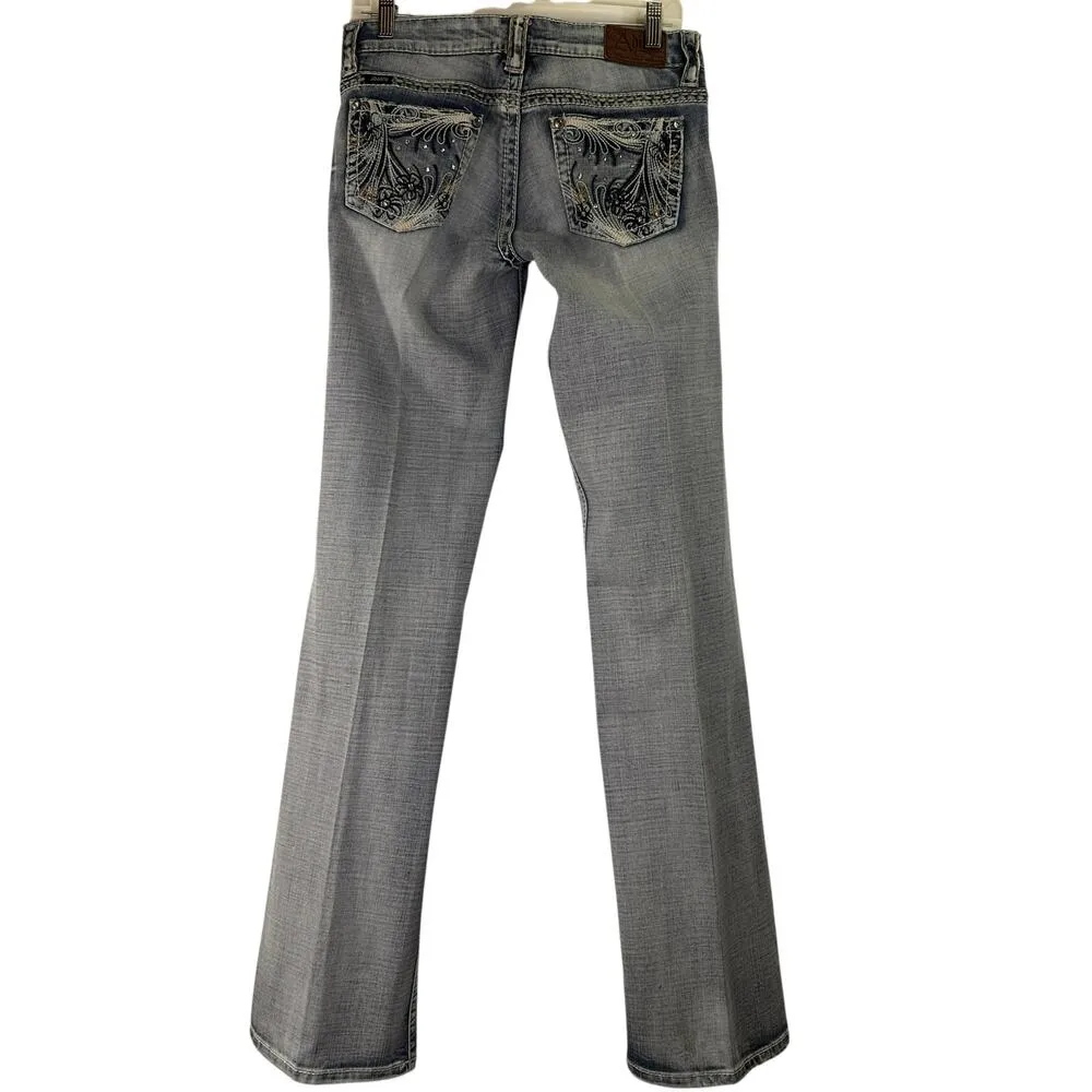 Adiktd Embellished Starched Bootcut Long Jeans Size 8 / 30 x 36 Length Blue - Image 7