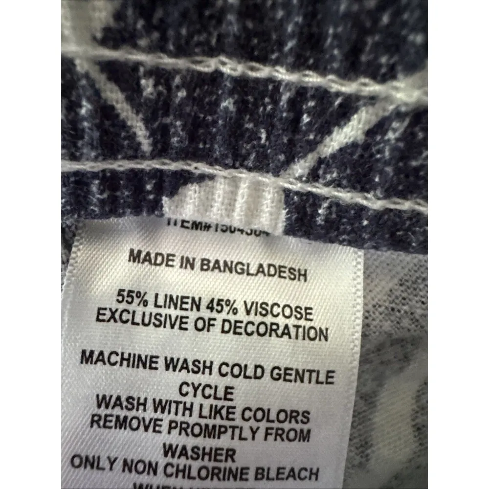 Nautica shorts Size L white blue palm leaves linen Viscose Blend Drawstring - Image 3