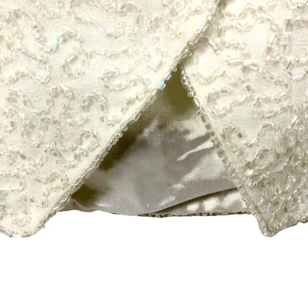 New Ivory Beaded Formal Elegant Wrap 3/4 Sleeve Top Size 10 Party Black Tie - Image 4