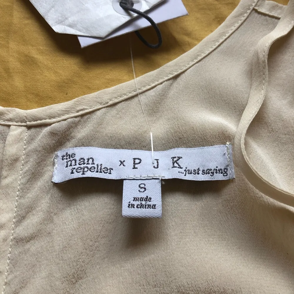 The Man Repeller x PJK Silk Tigerlily Ivory Silk Tank Top Blouse Small White - Image 3