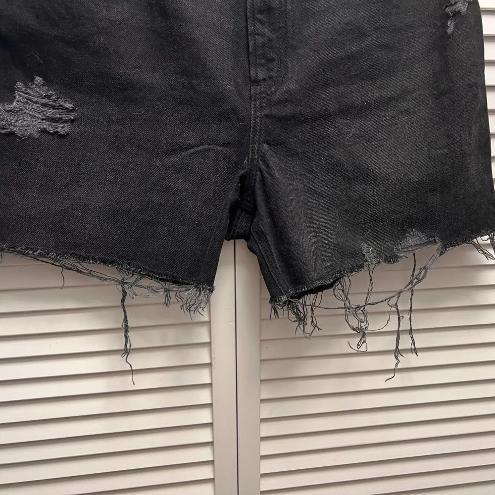 OLD NAVY Denim Black Distressed Shorts Size 14 - Image 2