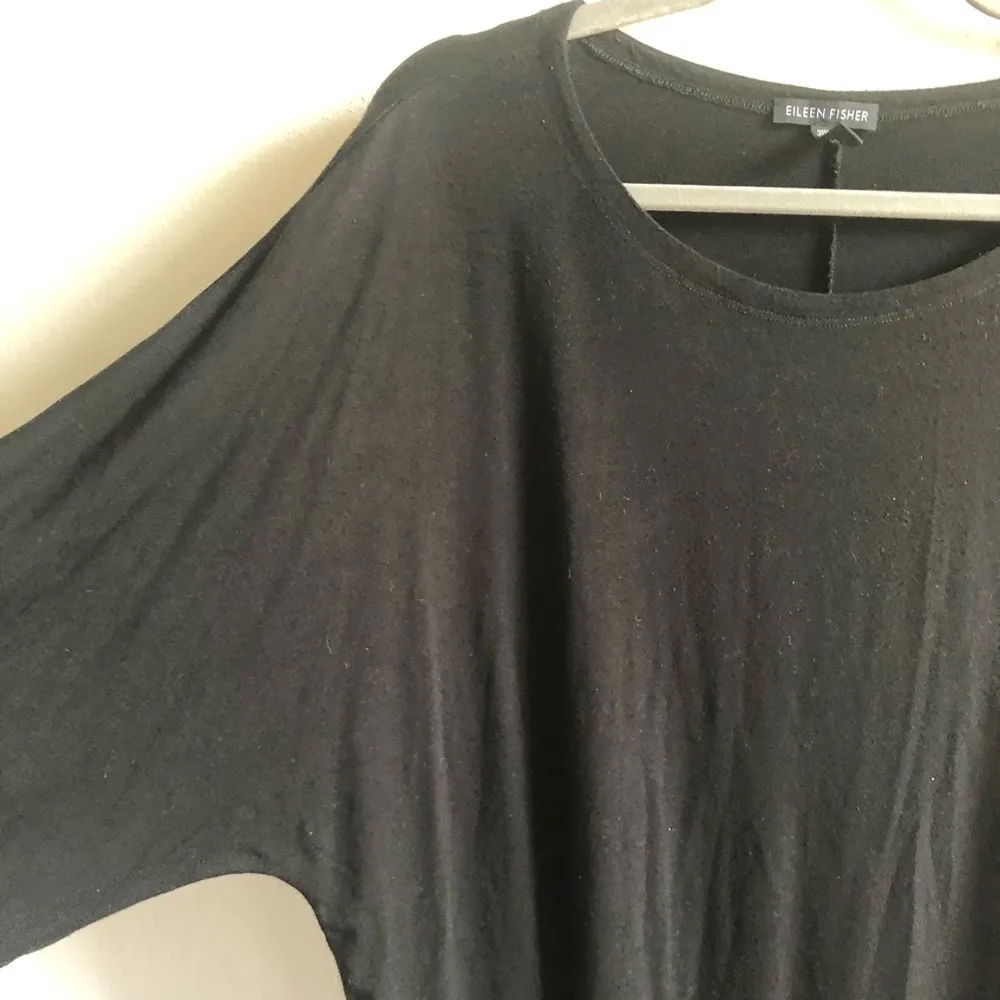 Eileen Fisher Tunic Black Rounded Neckline Half Sleeve Top Sz L GUC - Image 6