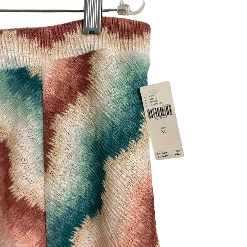 Maeve Anthropologie Women XL Chevron Striped MARIA Knit Midi Skirt NWT Turquoise - Image 5