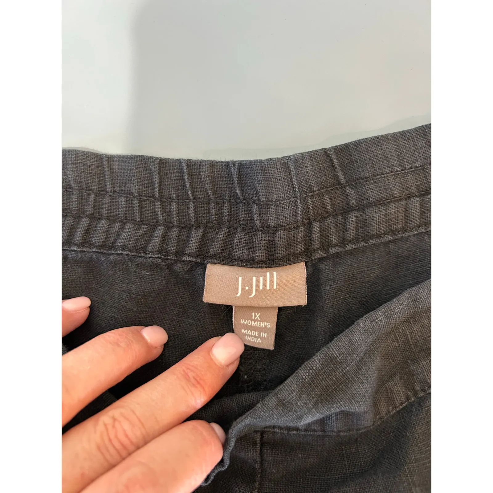 J. Jill black linen pants size 1X wide leg elastic waistband - Image 5