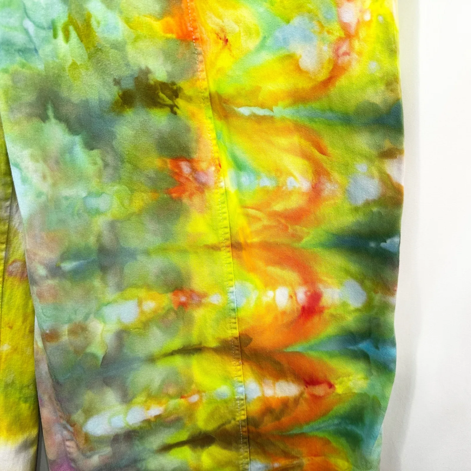 Mainstreet Blues Plus Size 36T Pants Handmade Tie Dye Elastic Yellow Green 1081 - Image 7