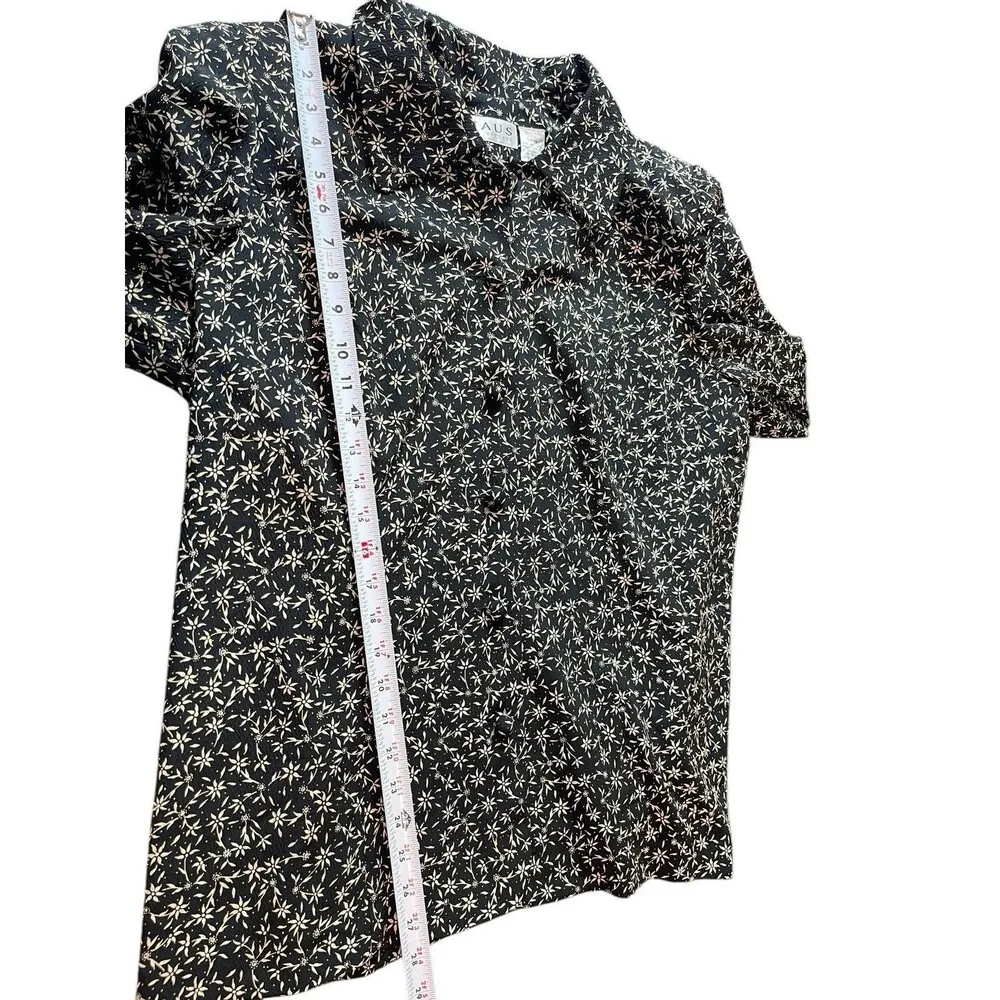 VTG 90s Chaus Black Ditsy Floral With Matching Buttons Shacket Top Jacket 16W - Image 8