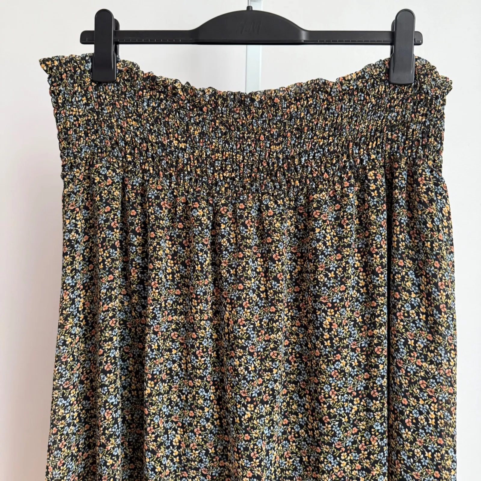 Adriana Papell skirt size XL floral midi‎ smocked waist, Boho black NWT - Image 8